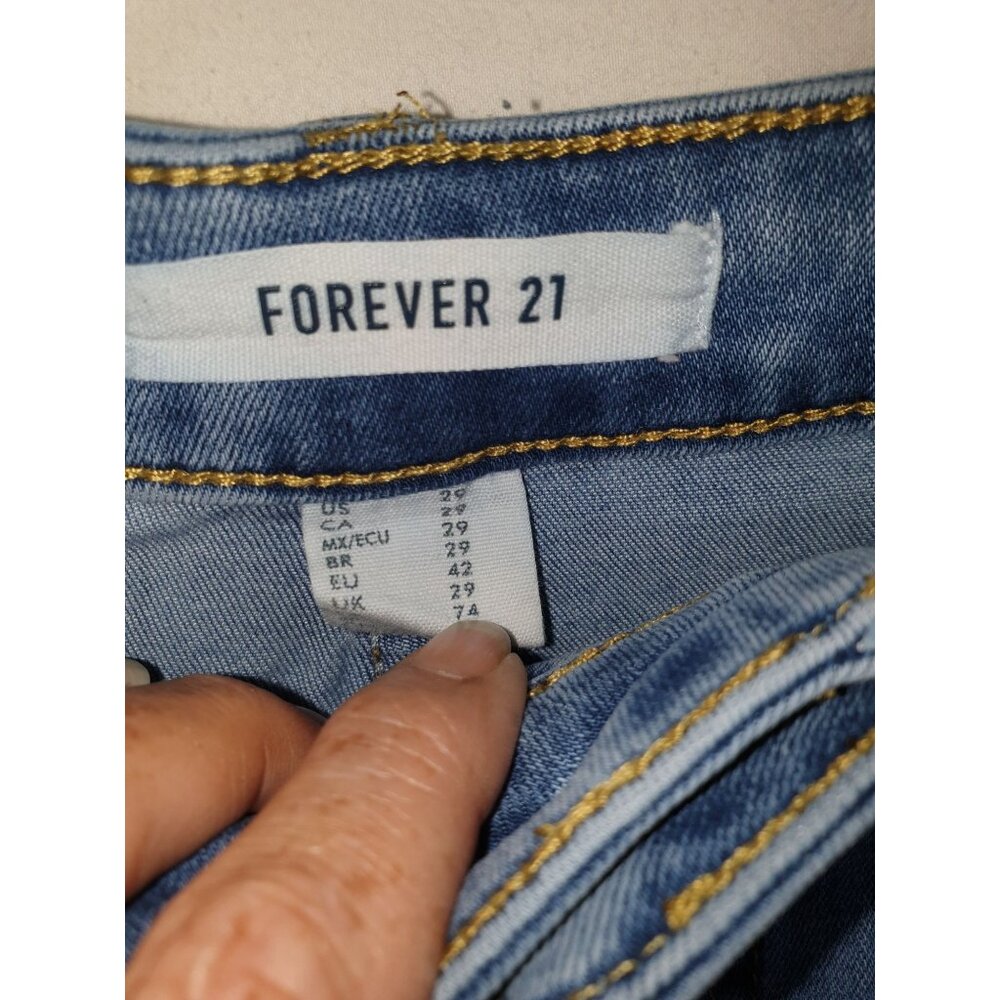Forever 21 Womens Jeans 29" High-Rise Stretch Distressed Curvy Perfect Fit Denim - Picture 5 of 6